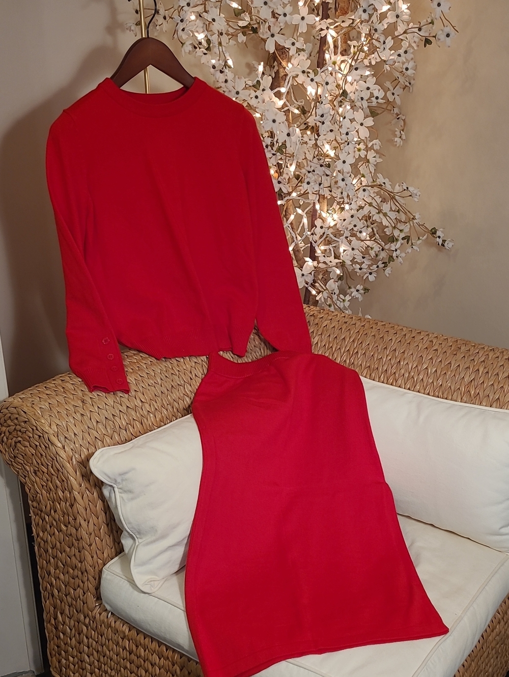 NWT Vibrant Red Sweater and Skirt Set